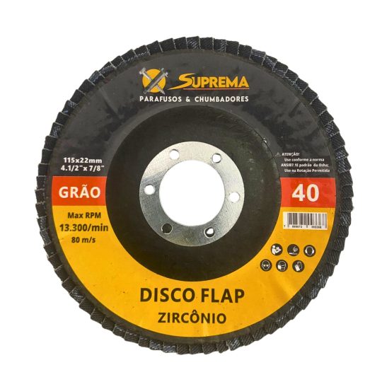 DISCO FLAP ZIRCONIO 115 X 22MM GR 40 SUPREMA